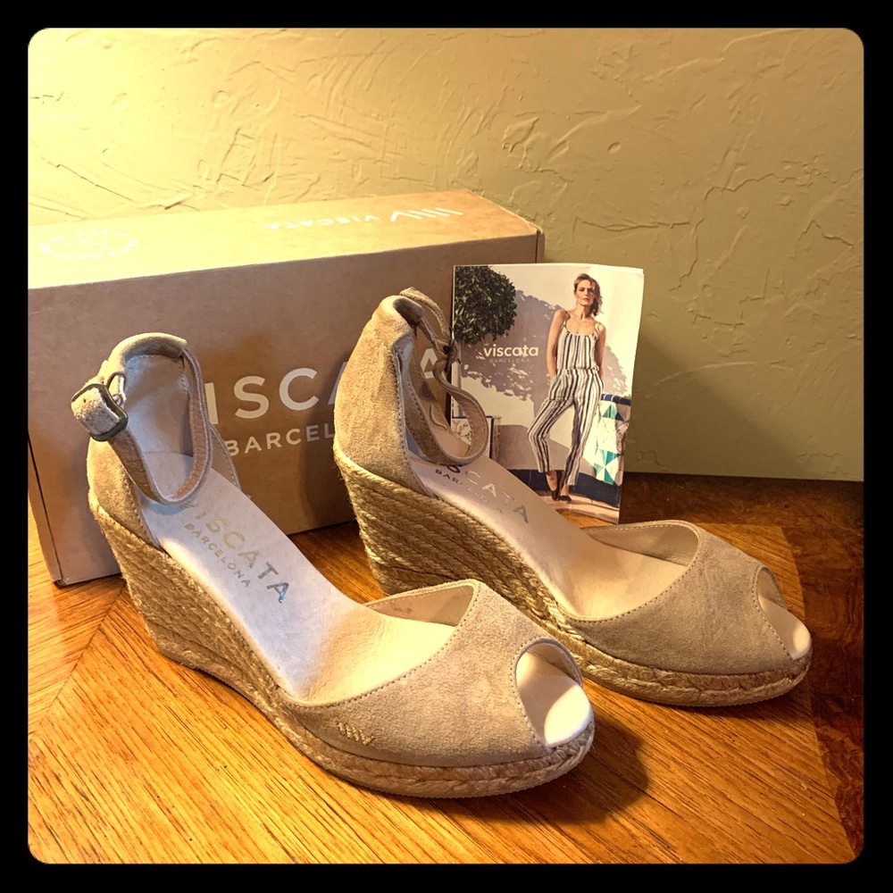 3" Wedge Suede Espadrilles Heel- Camel Sz 7